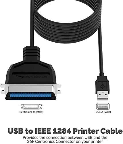 SABRENT USB to Parallel Printer Cable Adapter 1.8m (6 ft) | Connects Parallel Printers via USB thumbnail 2