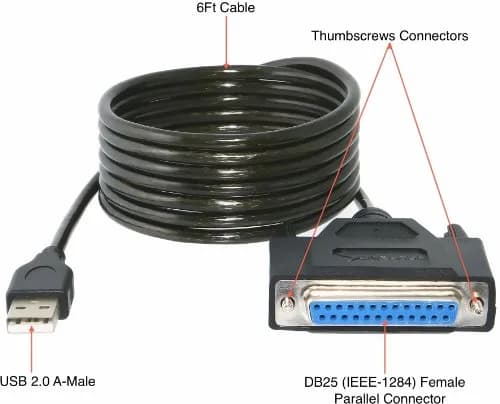 Sabrent USB 2.0 to DB25 IEEE-1284 Parallel Printer Adapter Cable (1.8m / 6ft) thumbnail 2