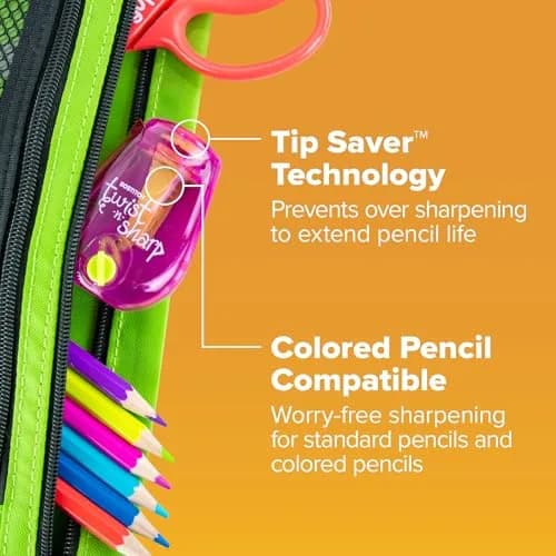 Bostitch Office Twist-n-Sharp Manual Pencil Sharpener, 1 Pack, Assorted Color | Ratchet Technology for Perfect Points thumbnail 4