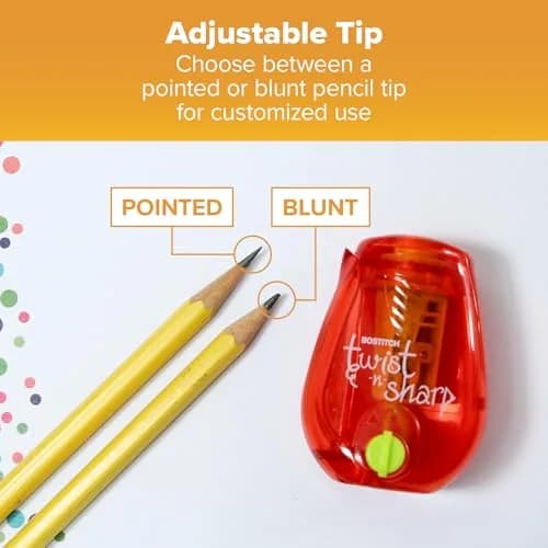 Bostitch Office Twist-n-Sharp Manual Pencil Sharpener, 1 Pack, Assorted Color | Ratchet Technology for Perfect Points thumbnail 5
