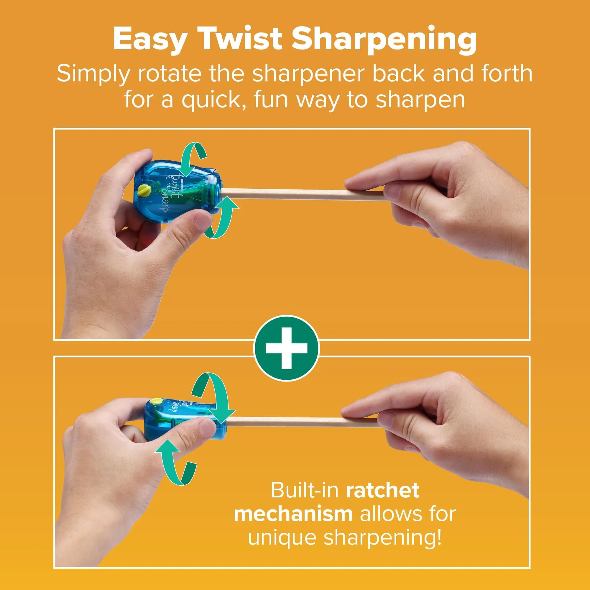 Bostitch Twist-n-Sharp Pencil Sharpener, Assorted Colors, Single | Ratchet Technology for Kids & Colored Pencils - view 3
