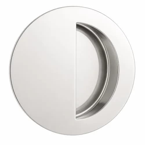 INOX FHIX02-32 Concealed Fixing Round Pocket/Cup Pull 3-9/16 inch | Polished Stainless Steel Handle thumbnail 1