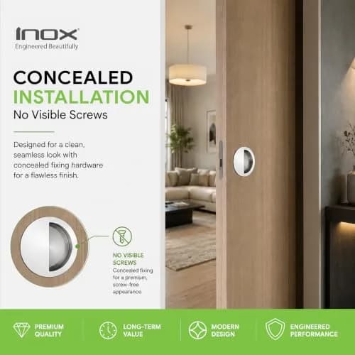 INOX FHIX02-32 Concealed Fixing Round Pocket/Cup Pull 3-9/16 inch | Polished Stainless Steel Handle thumbnail 4