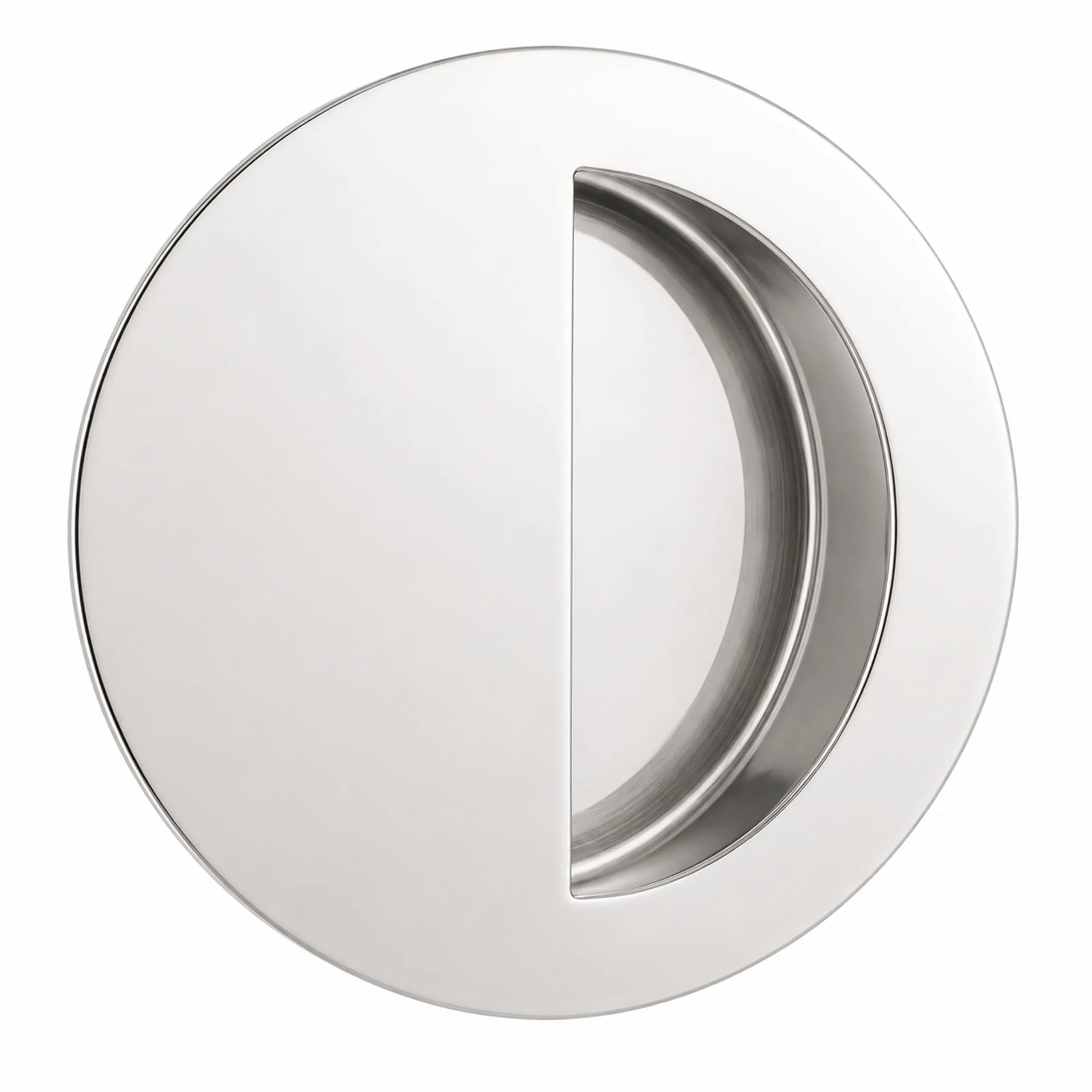 INOX FHIX02-32 Concealed Fixing Round Pocket/Cup Pull 3-9/16 inch | Polished Stainless Steel Handle - main product image