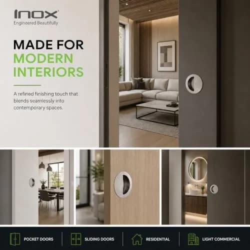 INOX Round Pocket Door Pull 90mm Satin Stainless Steel Recessed Cup Handle thumbnail 6
