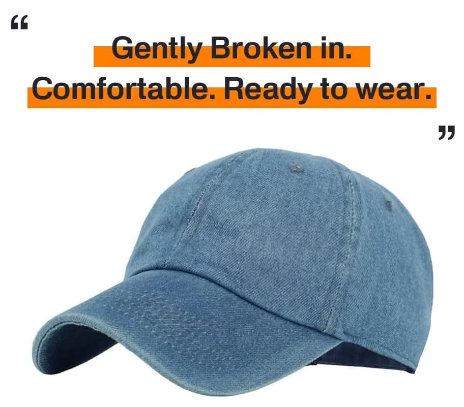 KBETHOS Classic Cotton Dad Hat Adjustable Plain Cap Polo Style Low Profile (Unstructured) Medium Denim thumbnail 4