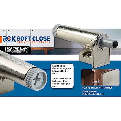 Rok Soft Close Damper for Cabinet Doors 25 Pack | Zinc Diecast, Adjustable, European Made thumbnail 2