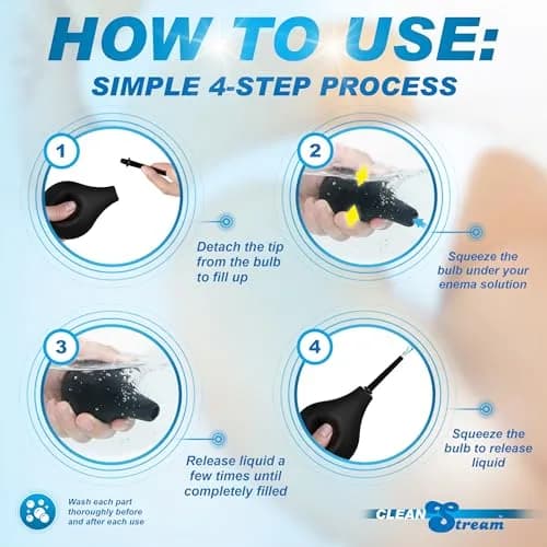 Cleanstream Thin Tip Enema Douche Bulb | 225ml Reusable Body-Safe Enema Kit for Men Women thumbnail 6