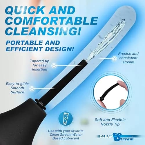Cleanstream Thin Tip Enema Douche Bulb | 225ml Reusable Body-Safe Enema Kit for Men Women thumbnail 3