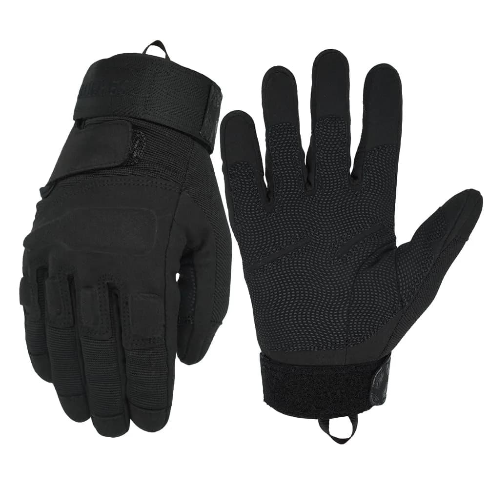 Seibertron S.O.L.A.G Full Finger Tactical Gloves L (19.4-20.6cm Palm) | Water Resistant Touchscreen Impact Anti-Slip — Black-Full Finger