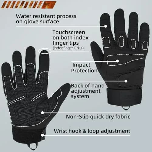 Seibertron Full Finger Tactical Gloves XL | Water Resistant Touchscreen Impact Anti-Slip for Motorcycle Cycling Hiking thumbnail 3