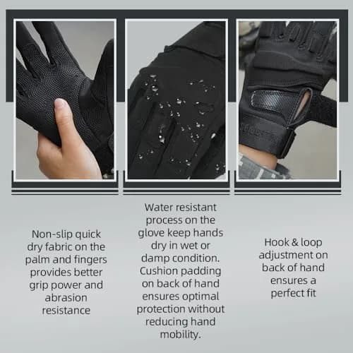 Seibertron S.O.L.A.G Full Finger Tactical Gloves L (19.4-20.6cm Palm) | Water Resistant Touchscreen Impact Anti-Slip thumbnail 4