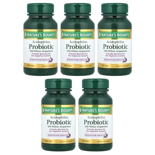 Nature's Bounty Probiotic Acidophilus Tablets 120 ea (Pack of 5) | 600 Total Tablets | Digestive Health Support thumbnail 1