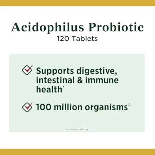 Nature's Bounty Probiotic Acidophilus Tablets 120 ea (Pack of 5) | 600 Total Tablets | Digestive Health Support thumbnail 9