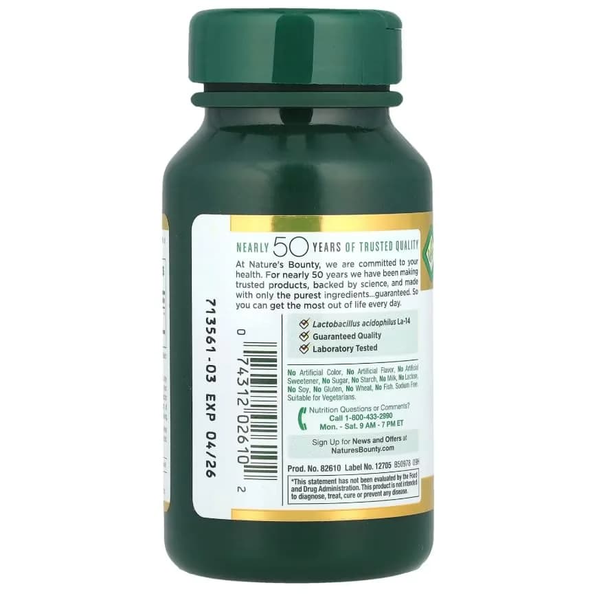 Nature's Bounty Probiotic Acidophilus Tablets 120 ea (Pack of 5) | 600 Total Tablets | Digestive Health Support thumbnail 4