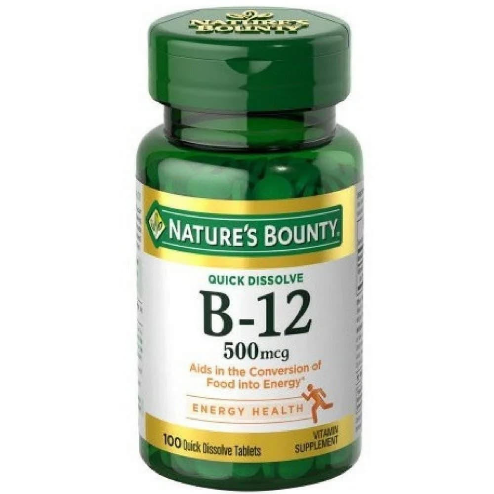 Nature's Bounty Vitamin B-12 500 mcg Microlozenges 600 Count (Pack of 6) | Promotes Metabolism and Nervous System Health — Tablet