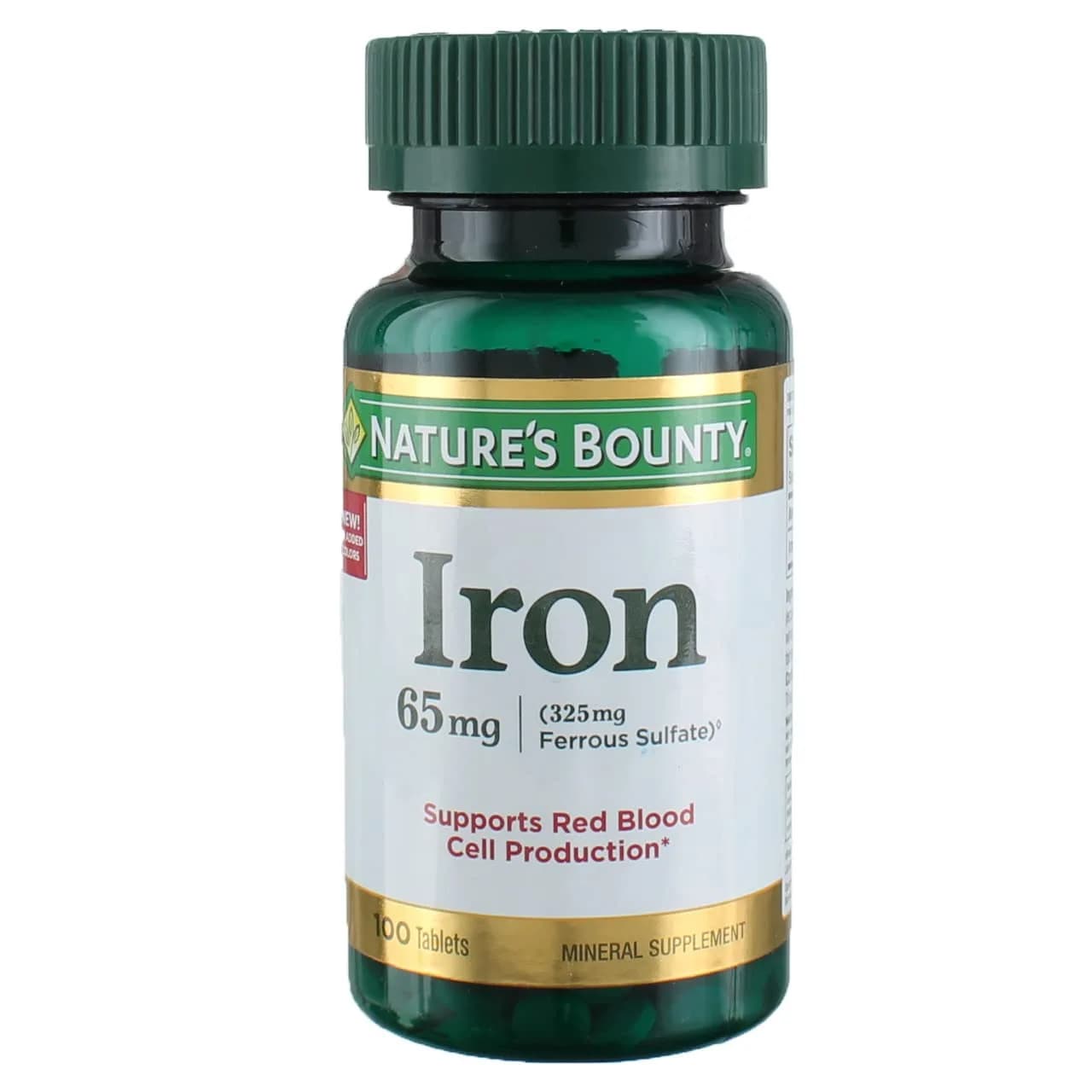 Nature's Bounty Iron 65 mg Tablets 100 Count (Pack of 6) | Supports Red Blood Cell Production - main product image