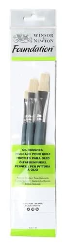 Winsor & Newton Foundation Oil Hog Brush Set, Long Handle, 6 Pack | Synthetic Hog Bristles for Oil & Acrylic thumbnail 1