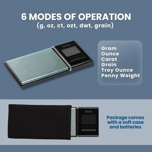 Tanita Mini Scale Japan Technology Accurate Digital Pocket Scale for Jewelry 200g | Blue Backlit Display, 6 Modes thumbnail 3
