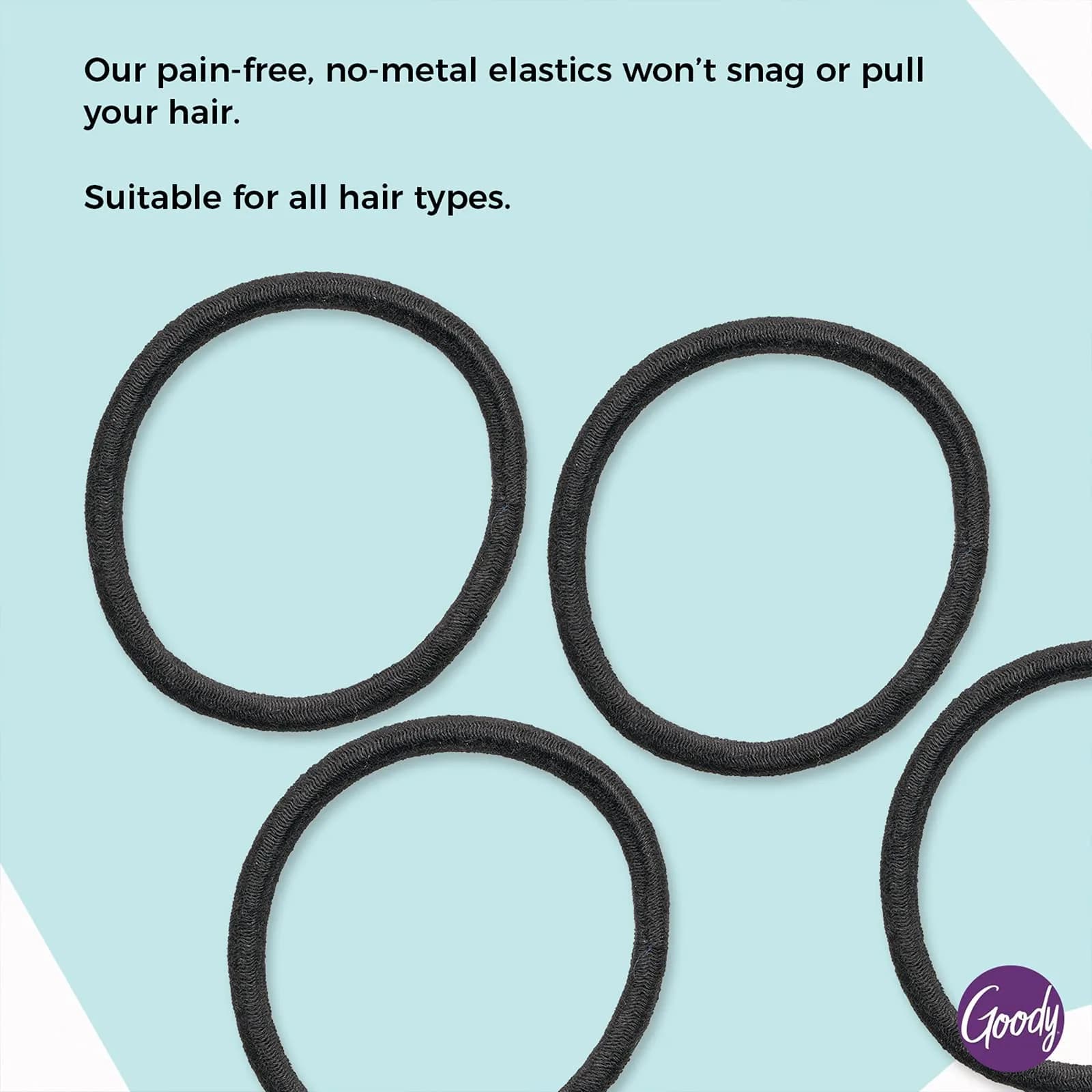 Goody Ouchless Hair Elastics for Thick Curly Hair, 30 Count Black | No-Snag Ponytail Holders for Women & Men - view 3
