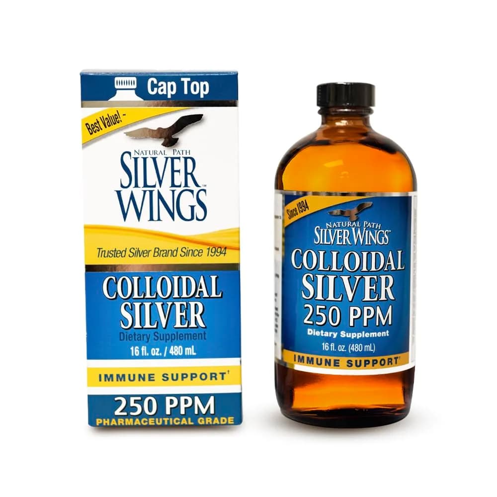 Natural Path Silver Wings Colloidal Silver Liquid - 250ppm (1250mcg) - 16 fl oz | Immune Support, Doctor Developed