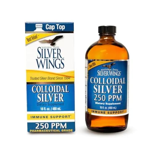 Natural Path Silver Wings Colloidal Silver Liquid - 250ppm (1250mcg) - 16 fl oz | Immune Support, Doctor Developed thumbnail 1