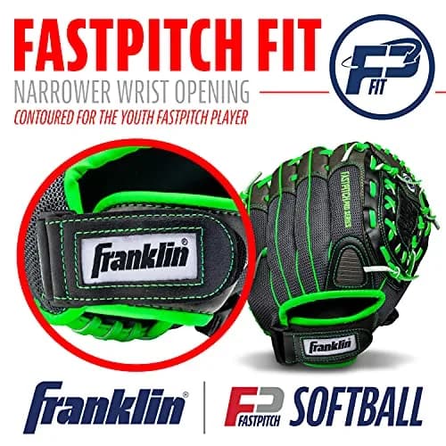 Franklin Sports Windmill Series 11" Lightweight Softball Glove | Youth Fastpitch, Lime/Gray thumbnail 6