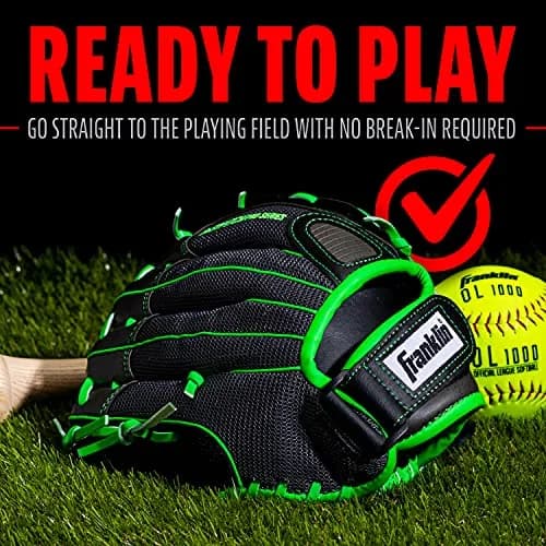 Franklin Sports Windmill Series 11" Lightweight Softball Glove | Youth Fastpitch, Lime/Gray thumbnail 7