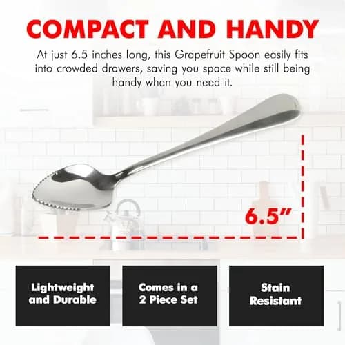 Chef Craft Serrated Grapefruit Spoon 6.5 Inches | Stainless Steel, Dishwasher Safe thumbnail 4