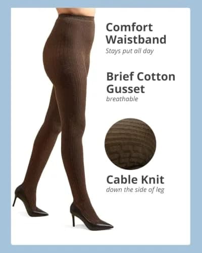MeMoi Portland Cable Knit Sweater Tights | Warm Opaque Winter Tights for Women thumbnail 4