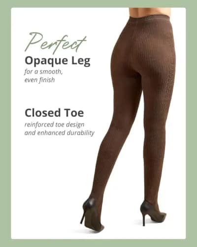 MeMoi Portland Cable Knit Sweater Tights | Warm Opaque Winter Tights for Women thumbnail 5