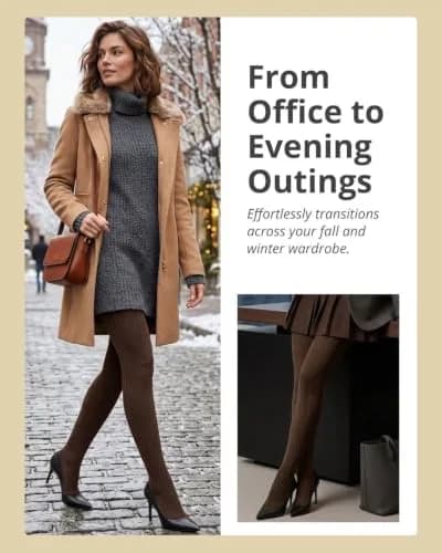 MeMoi Portland Cable Knit Sweater Tights | Warm Opaque Winter Tights for Women thumbnail 6