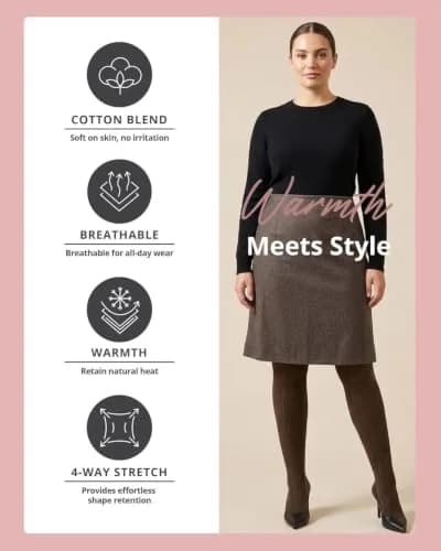 MeMoi Portland Cable Knit Sweater Tights | Warm Opaque Winter Tights for Women thumbnail 3