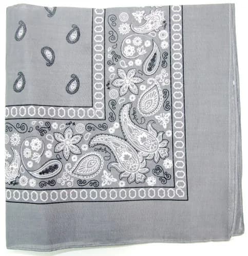 Kaiser Paisley Cotton Bandanas Gray | Double-Sided Printed 22x22 in | Fashionable & Sporty thumbnail 1