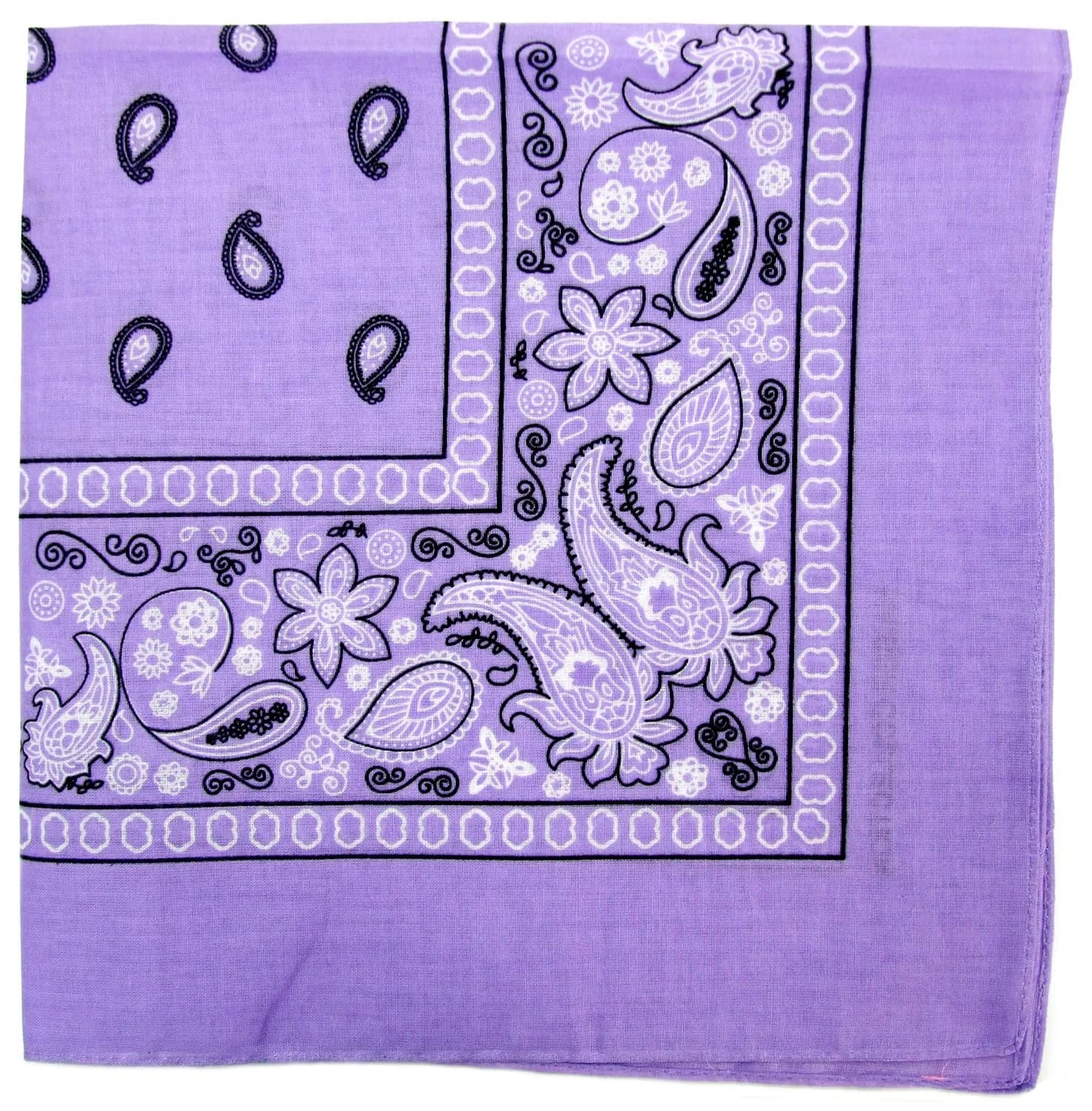 Kaiser Paisley Cotton Bandanas Light Pink | Stylish Western Headwear (22x22 in) — Lavender