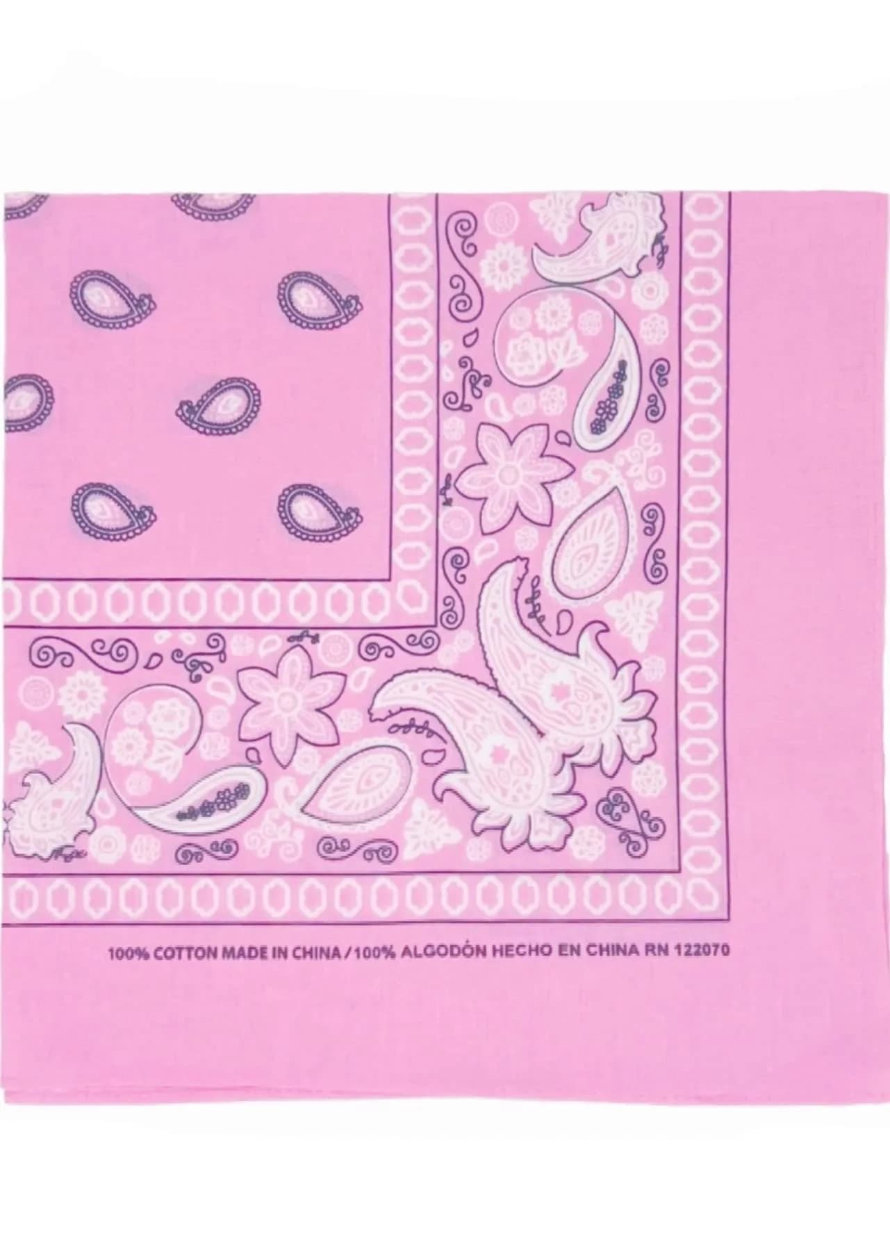 Kaiser Paisley Cotton Bandanas Light Pink | Stylish Western Headwear (22x22 in)