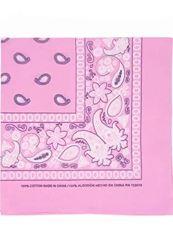 Kaiser Paisley Cotton Bandanas Light Pink | Stylish Western Headwear (22x22 in) thumbnail 1
