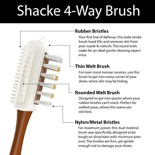Shacke 4-Way Suede & Nubuck Brush Cleaner | Restores Shoes, Boots, Bags & Purses thumbnail 4
