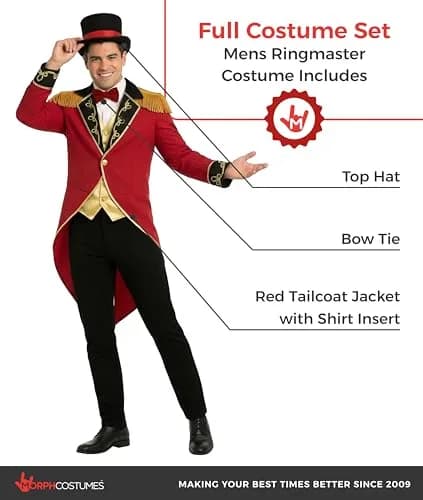 Fun Shack Ringmaster Costume Men, Circus, Halloween Costumes for Men, XL | Complete Circus Look for Adults thumbnail 2