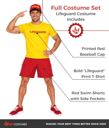 fun shack Lifeguard Costume Men | Complete Beach Rescue Look for Halloween & Parties thumbnail 2