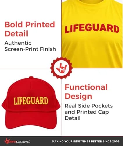fun shack Lifeguard Costume Men | Complete Beach Rescue Look for Halloween & Parties thumbnail 3