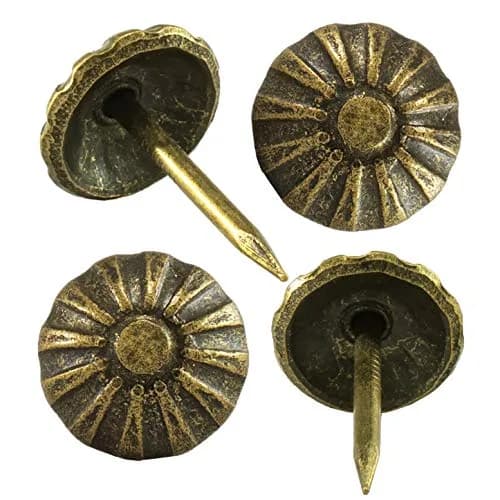 decotacks Heavy Duty Vintage Upholstery Tacks 7/16" Head - Antique Brass 100 Pcs | Durable Furniture Nails thumbnail 3