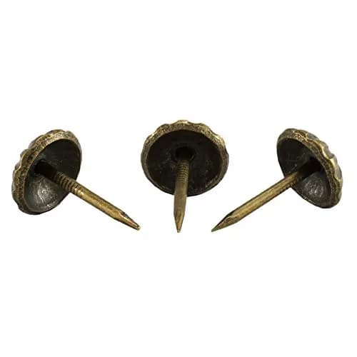 decotacks Heavy Duty Vintage Upholstery Tacks 7/16" Head - Antique Brass 100 Pcs | Durable Furniture Nails thumbnail 5