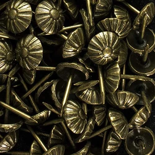 decotacks Heavy Duty Vintage Upholstery Tacks 7/16" Head - Antique Brass 100 Pcs | Durable Furniture Nails thumbnail 1