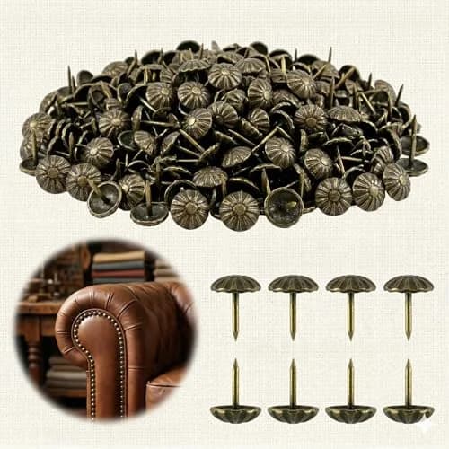 decotacks Heavy Duty Vintage Upholstery Tacks 7/16" Head - Antique Brass 100 Pcs | Durable Furniture Nails thumbnail 2