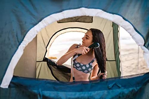Stansport Battery-Powered Portable Shower | Adjustable Water Pressure, Compact, 7ft Tubing, Hang with Suction Cup | White thumbnail 2