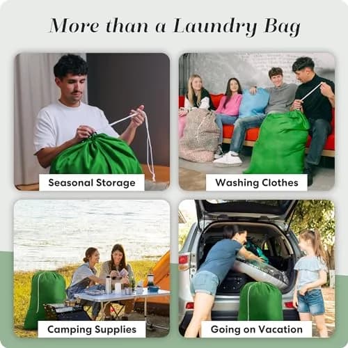 Handy Laundry XL Nylon Laundry Bag 30"x40" | 60 lb Capacity, Green, Heavy-Duty & Machine Washable thumbnail 7