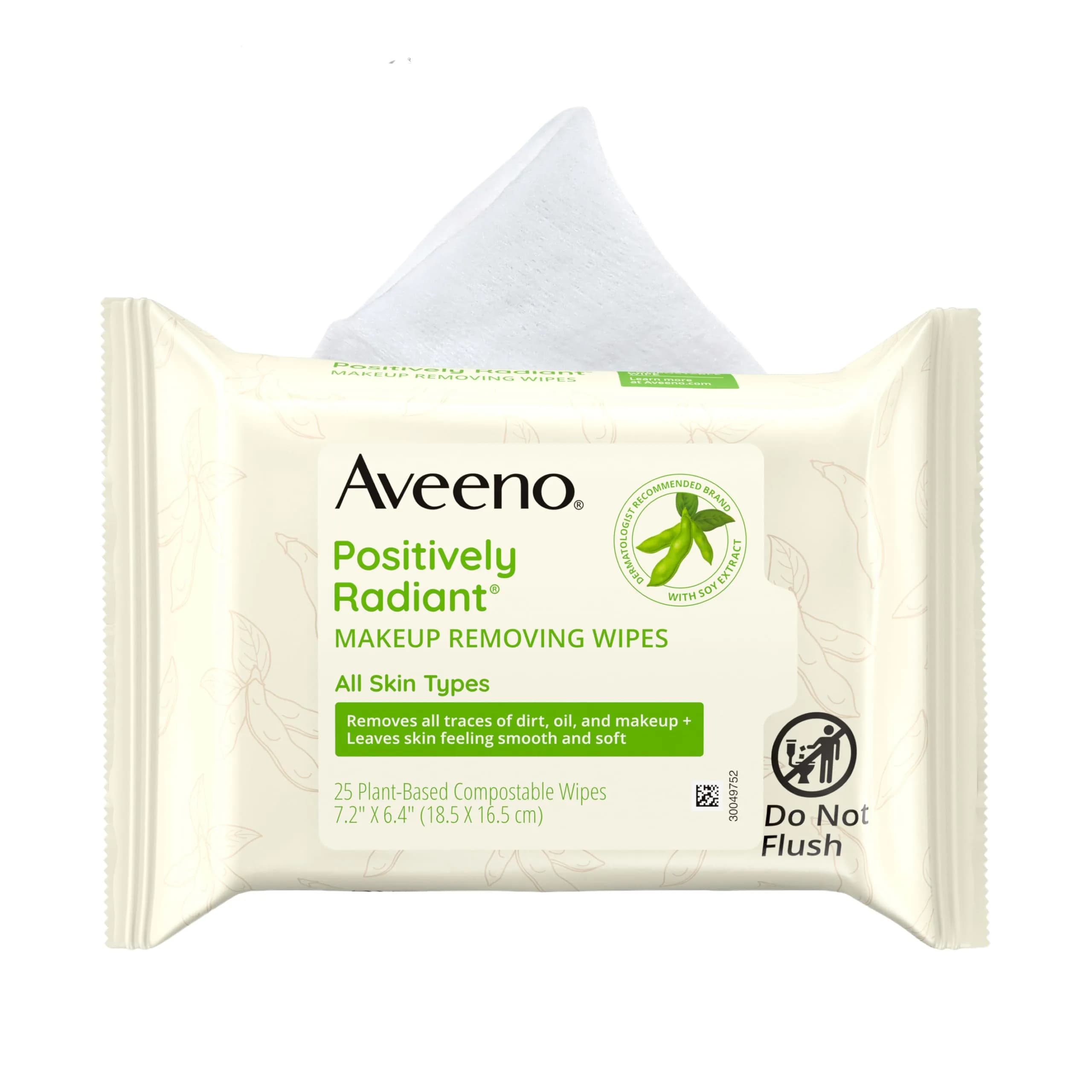 Aveeno Calm + Restore Unscented Makeup Remover Wipes, 25 Ct | Gentle, Fragrance-Free, Oil-Free — White