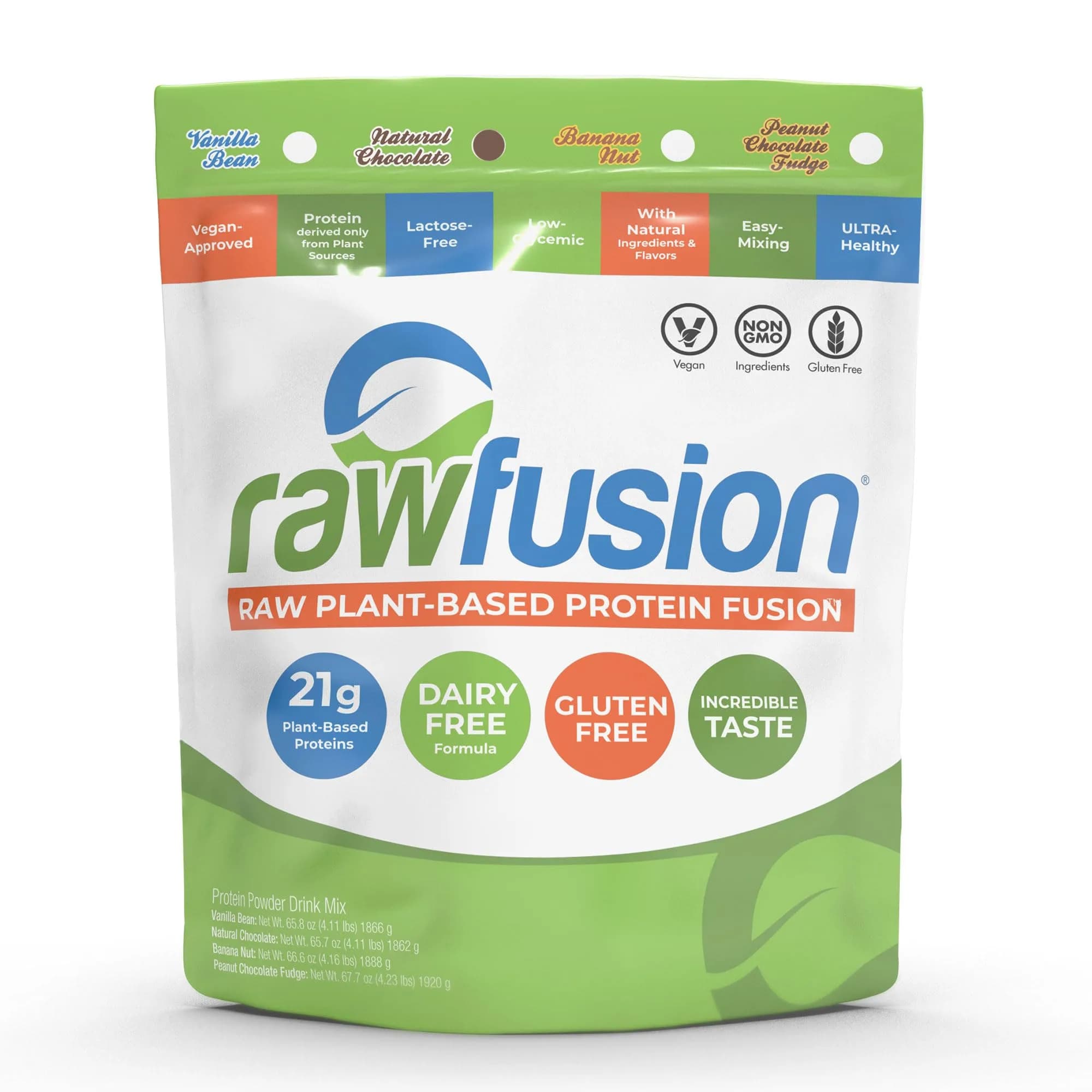 SAN Rawfusion 4.1 Pound Plant Based Protein Powder Natural Chocolate | 21g Vegan, Low Net Carbs, Gluten-Free, Lactose-Free, Soy-Free, Non-GMO