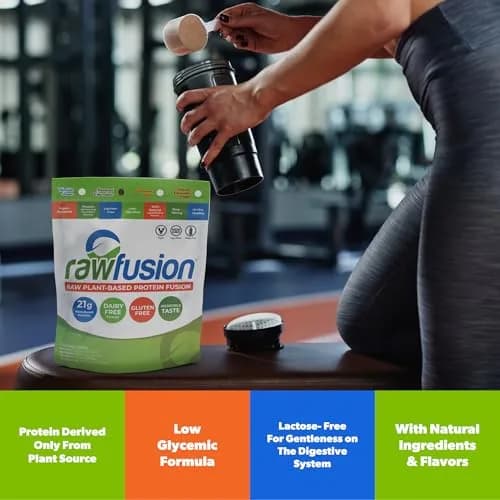 SAN Rawfusion 4.1 Pound Plant Based Protein Powder Natural Chocolate | 21g Vegan, Low Net Carbs, Gluten-Free, Lactose-Free, Soy-Free, Non-GMO thumbnail 4